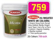 Plascon Micatex White Or Colours-20Ltr Each