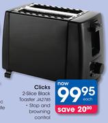 Clicks 2-Slice Black Toaster (JA2785)