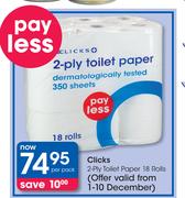 Clicks 2-Ply Toilet Paper 18 Rolls-Per Pack