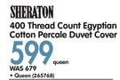 Sheraton 400 Thread Count Egyptian Cotton Percale Duvet Cover Queen