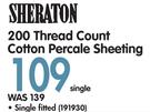 Sheraton 200 Thread Count Cotton Percale Sheeting Single Fitted