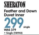 Sheraton Feather And Down Duvet Inner Single