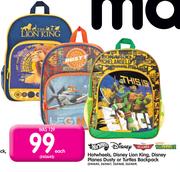 Disney Hotwheels, Disney Lion King, Disney Planes Dusty Or Turtles Backpacks-Each