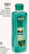 Radox Foam Bath-300ml/Body Wash-250ml Assorted-each