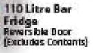 Aim 110 Litre Bar Fridge Reversible Door (Excludes Contents)