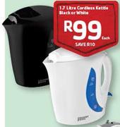 Cordless Kettle Black or White-1.7 Ltr Each