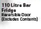Aim 110 Litre Bar Fridge Reversible Door (Excludes Contents)