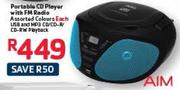 Aim Portable CD Player With FM Radio