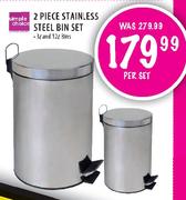 Simple Choice Stainless Steel Bin Set-2 Piece