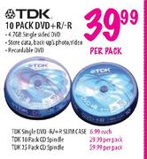 TDK 10 Pack CD Spindle-Per Pack