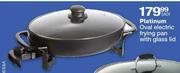 Platinum Oval Electric Frying Pan with Glass Lid-Each