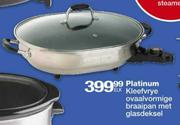 Platinum Kleefvrye Ovaalvormige Braaipan Met Glasdeksel-Elk