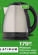 Platinum Stainless Steel Cordless Kettle-1.7L Each