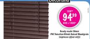 Ready-Made 50mm PVC Venetian Blinds Raised Woodgrain (Espresso Colour Only)-600mm(w) x 1000mm(h)