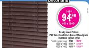 Ready-Made 50mm PVC Venetian Blinds Raised Woodgrain (Espresso Colour Only)-1200mm(w) x 1000mm(h)