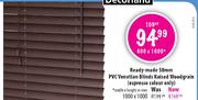 Ready-Made 50mm PVC Venetian Blinds Raised Woodgrain (Espresso Colour Only)-1000mm(w) x 1000mm(h)
