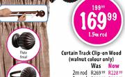 Curtain Track Clip-On Wood (Walnut Colour Only)-2m Rod