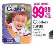 Cuddlers Diapers Medium-52's/Large-50's/Extra Large-44's Per Pack