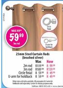 Steel Curtain Rods(Brushed Silver)-25 mm-3m Rod