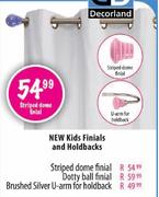 New Kids Finials & Holdbacks Brushed Silver U-Arm For Holdback