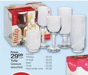Tulip Flute Glasses Assorted-4 pack per pack 