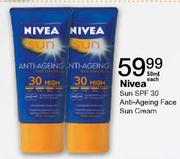 Nivea Sun SPF 30 Anti-Ageing Face Sun Cream - 50ml Each
