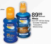 Nivea Sun SPF 30 Sun Spray (Invisible Protection/Transparent/Moisturising) - 200ml Each