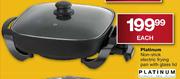 Platinum Non-Stick Electric Frying Pan With Glass Lid - Each