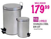 Simple Choice 2 Piece Stainless Steel Bin Set-3 Ltr and 12 Ltr Bins