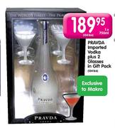 PRAVDA Imported Vodka Plus 2 Glasses In Gift Pack - 1 x 750ml