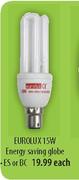 Eurolux 15W Energy Saving Globe-Each