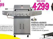 Alva Phoenix 4 Burner Stainless Steel Gas Braai