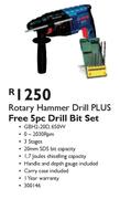 Bosch Rotary Hammer Drill Plus Free 5pc Drill Bit Set