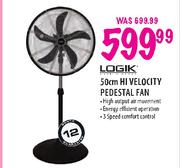 Logik Hi Velocity Pedestal Fan-50cm