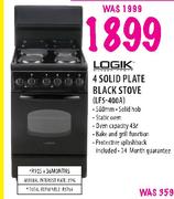 Logik 4 Solid Plate Black Stove(LFS-400A)