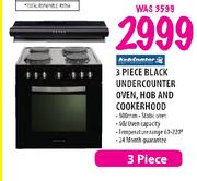 Kelvinator Black Undercounter Oven, Hob And Cookerhood-3 Piece