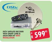 DSTV Satellite Decoder With Smart Card & 60cm Dish Kit With Installation