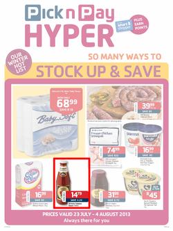 Pick N Pay Hyper KZN : So Many Ways To Stock Up & Save (23 Jul - 4 Aug 2013), page 1