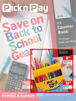 Pick N Pay : Save On Back To School Gear (6 Jan - 2 Feb 2014), page 1