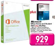 Microsoft Office Home And Student 2013 Plus Mcafee-Per Bundle