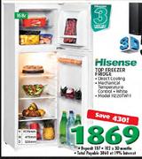 Hisense 168Ltr Top Freezer Fridge(H220TWH)