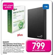 Seagate 1TB Expansion Hard Drive Plus AVG Internet Security 2013-Each