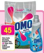 Omo Auto Washing Powder-2Kg Or Omo Auto Liquid Detergent-750ml Each