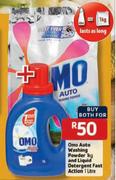 Omo Auto Washing Powder-1kg & Liquid Detergent Fast Action-1L