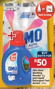 Omo Auto Washing Powder-1kg And Liquid Detergent Fast Action-1L