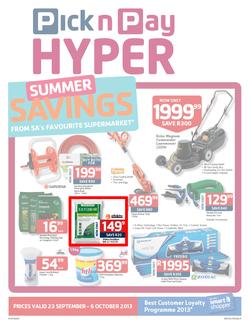 Pick N Pay Hyper : Summer Savings From SA's Favourite Supermarket*(23 Sep - 6 Oct 2013), page 1