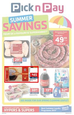Pick N Pay Gauteng : Summer Savings From SA's Favourite Supermarket* (23 Sep - 6 Oct 2013) , page 1