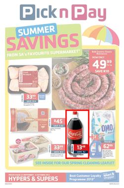 Pick N Pay Western Cape : Summer Savings From SA's Favourite Supermarket*(23 Sep - 6 Oct 2013), page 1