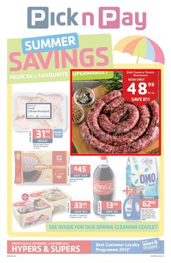 Pick N Pay Eastern Cape : Summer Savings From SA's Favourite Supermarket*(23 Sep - 6 Oct 2013), page 1