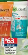 Garnier Pure Active 3-In-1 Cleanser Or Pure Active Charcoal Gel Scrub-150Ml Each